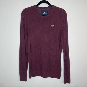 Hollister Knit Lightweight Pullover Sweater Size Medium Burgundy Crewneck